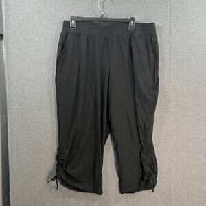 Cuddl Duds Flexwear Cropped Pants with Side-Cinch Black, Large